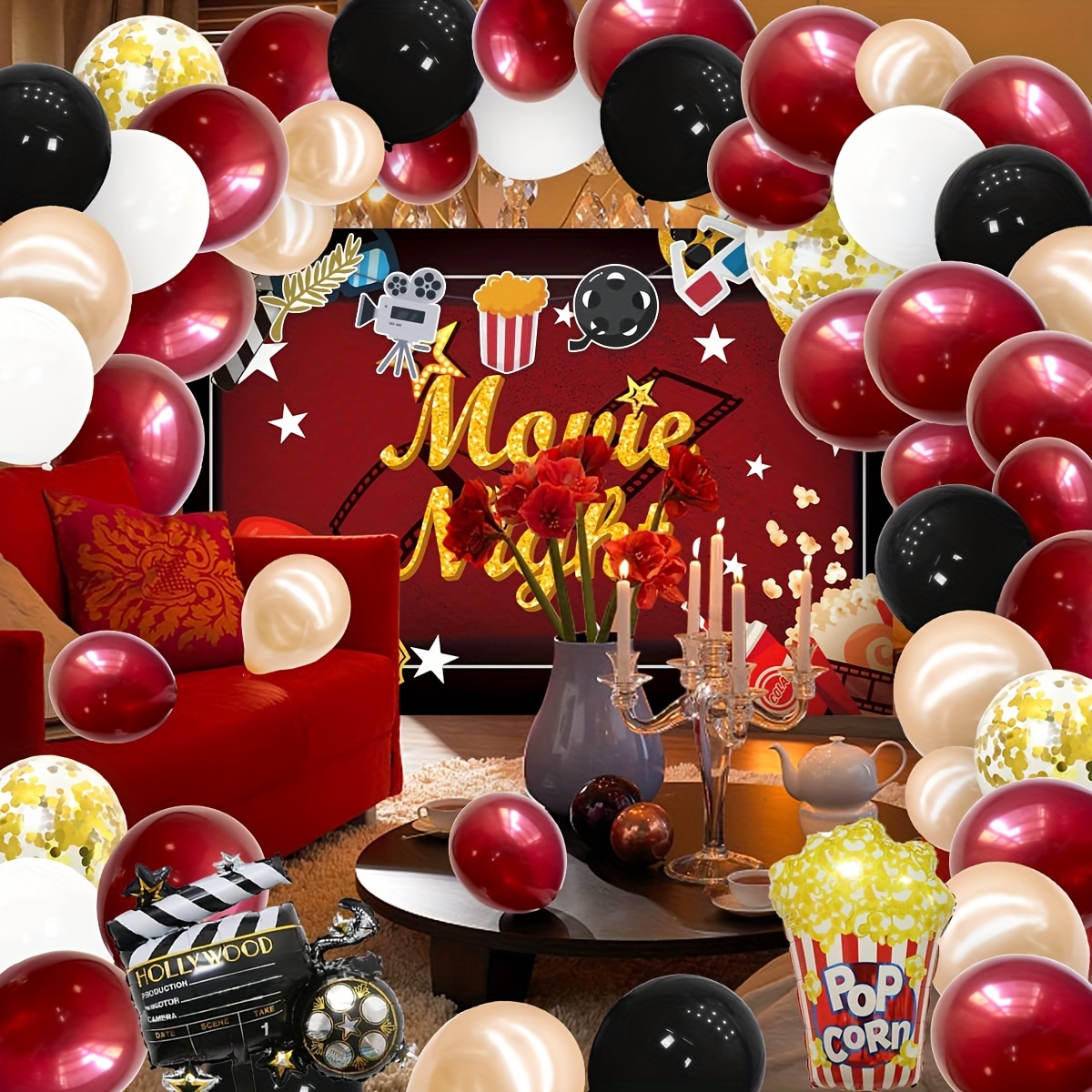 Movie Night Theme Party Decorations, Movie Theme Birthday Party Decor,  Celebration Decor, Holiday Decor, Party Favor, Atmosphere Arrangement, Home  Decor - Temu