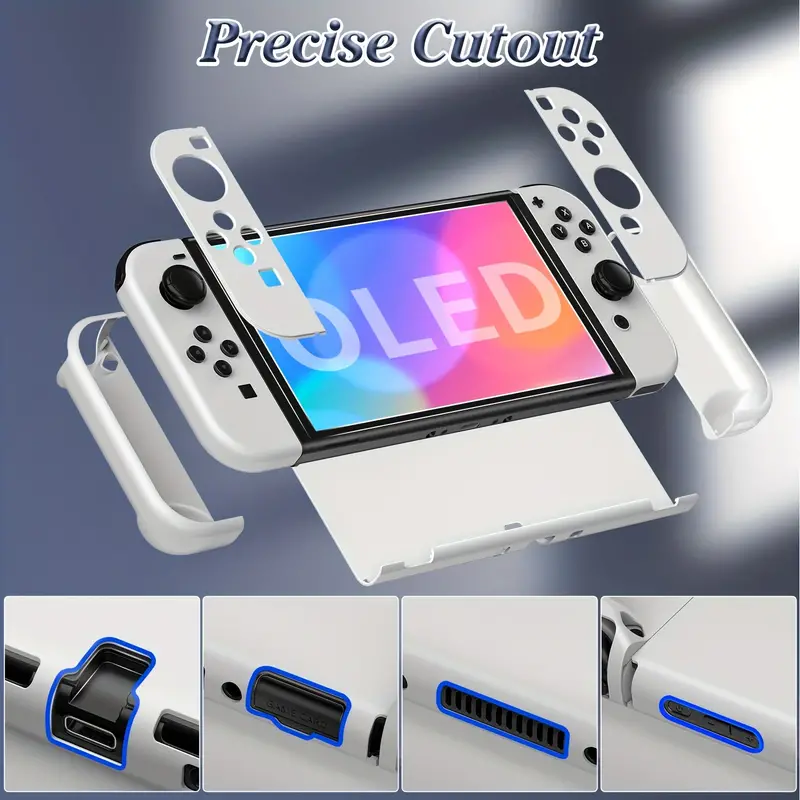 for switch oled case for nintendo switch oled model dockable pc protective cover case for switch oled model with comfortable joy con grip case and 6 thumb stick caps details 8