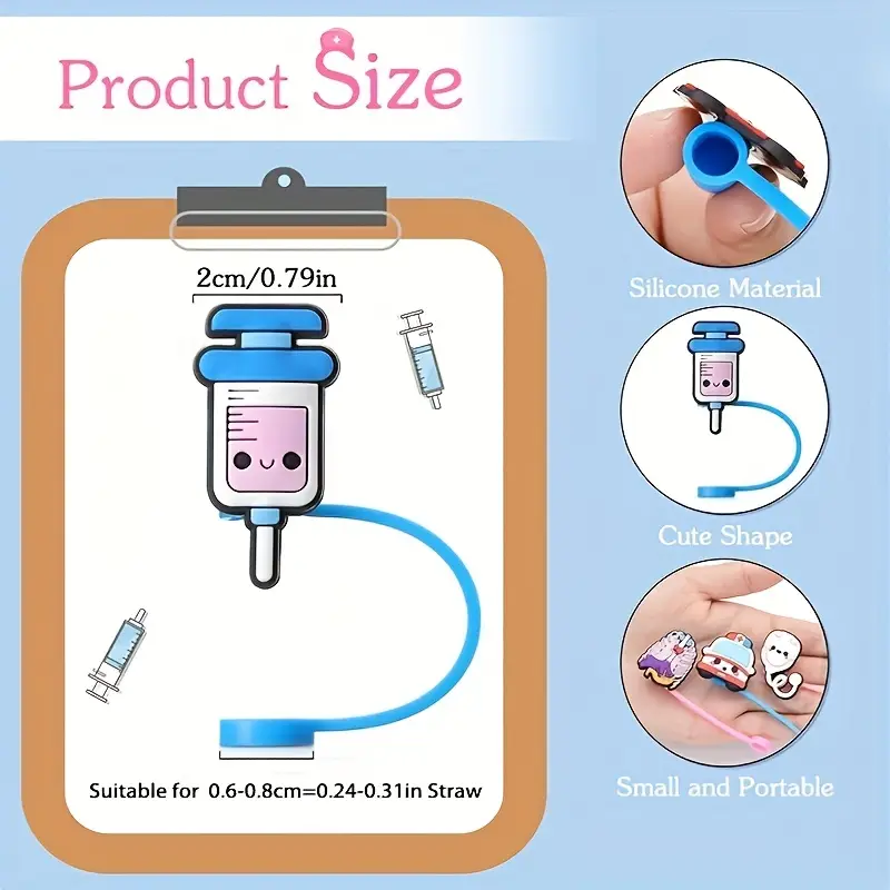 Nurse Series Reusable Silicone Straw Covers - Dust-proof And Splash-proof  Toppers For Tumblers Straws - Temu