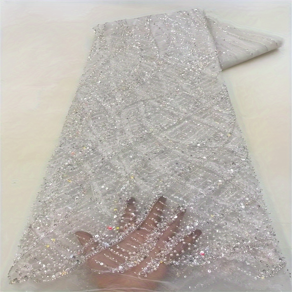 Silver/gold Glitter Stars Glued Mesh Tulle Fabric - OneYard