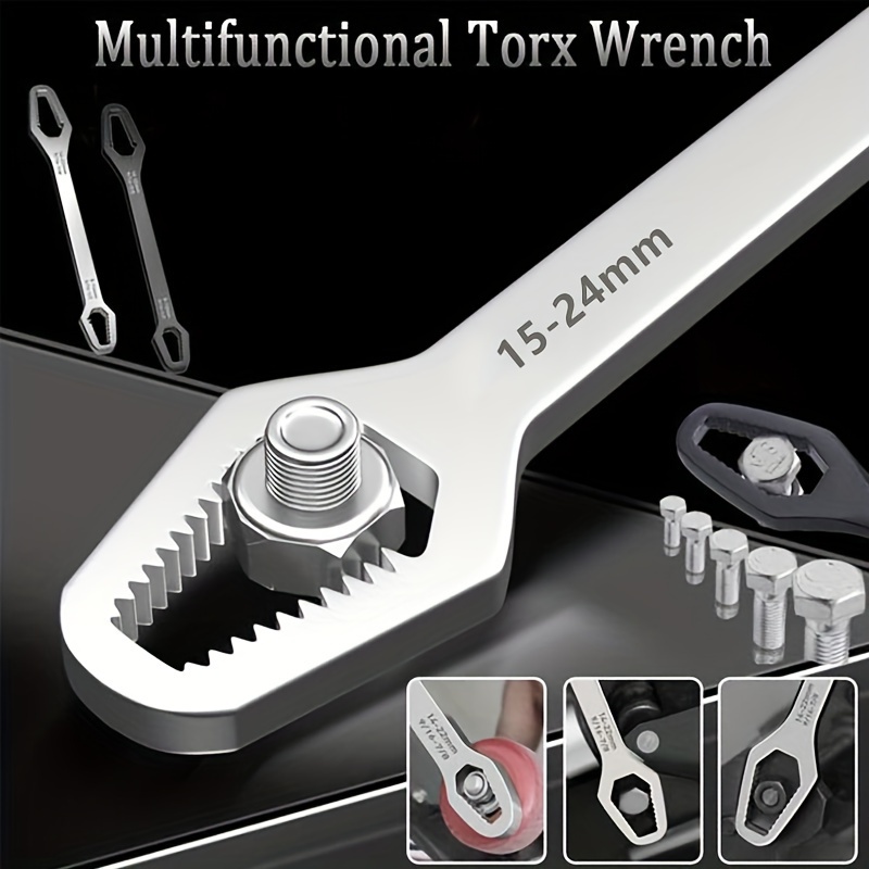 

1pc Universal Double Ended Wrench, Self-tightening 8-22mm Nuts Repair Wrench, Double-headed Ratchet Spanner, Adjustable Torx Spanner