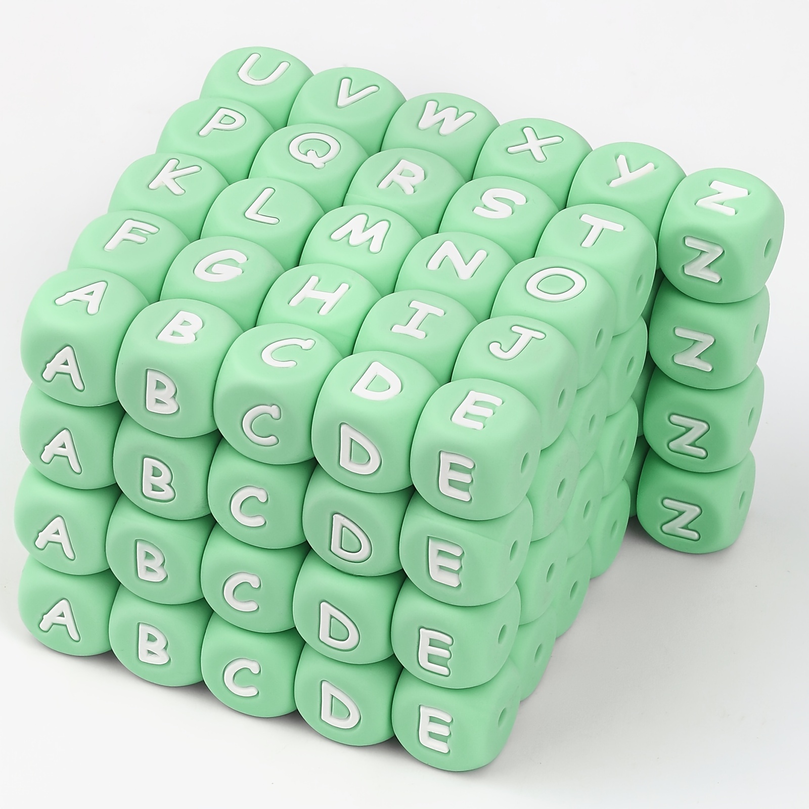 1 piece 12mm silicone letter bead food grade silicone alphabet bead in mint  green