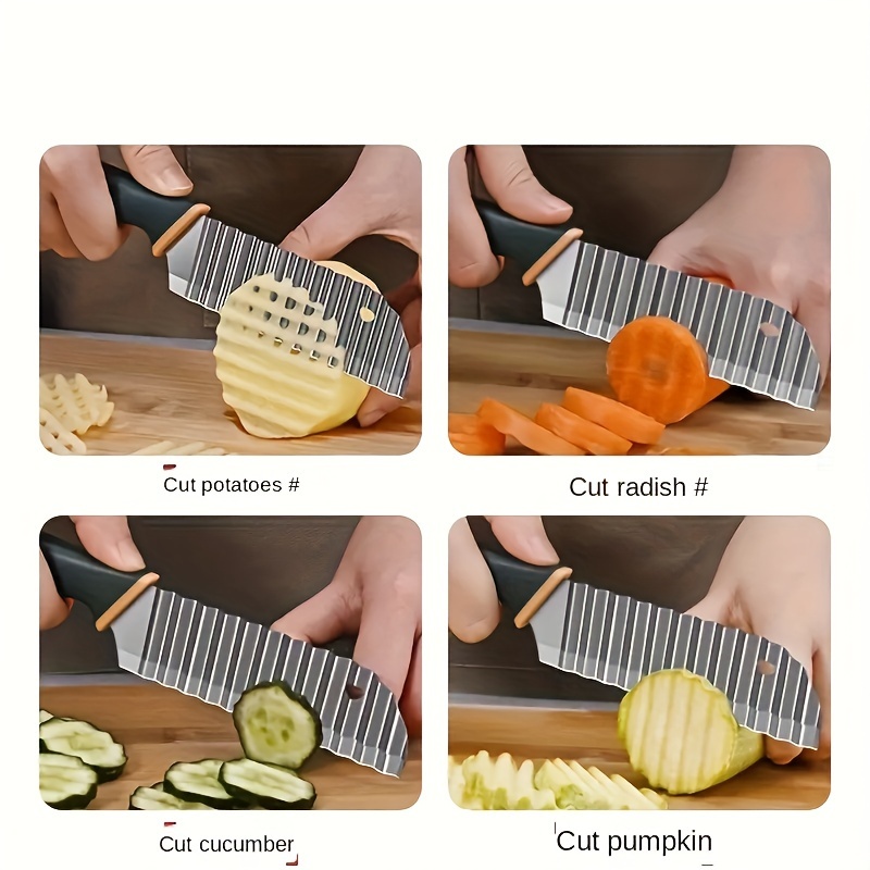 Potato Slice Knife, Corrugated French Fries Cutter With Stainless