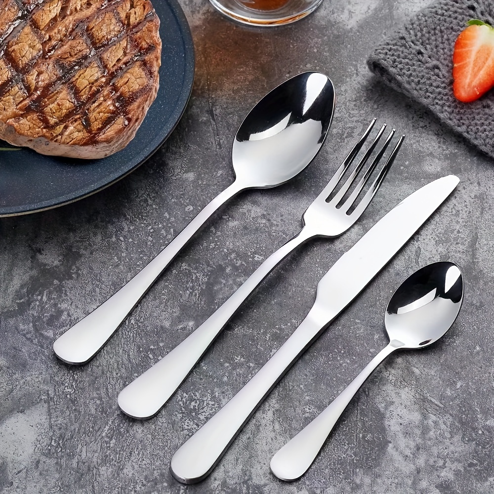 Exquisite Cutlery Set, Stainless Steel Pastry Fork Set, Set Knife Fork  Coffee Spoon Dinnerware, Cake Fork Dessert Shop Or Cafe, Solid Color  Tableware Set, Kitchen Supplies - Temu