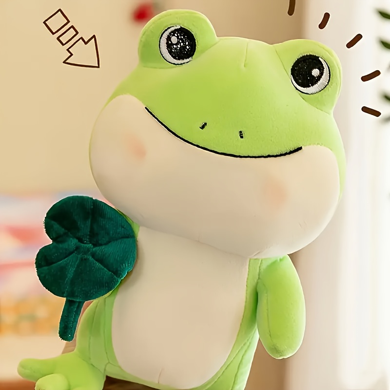 cute kawaii frog with a lotus flower