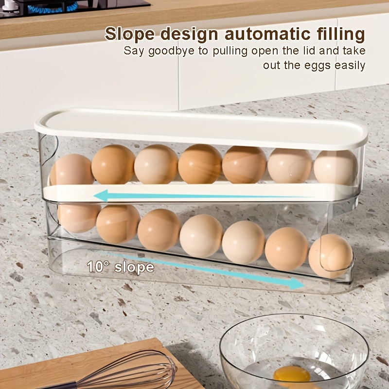 1pc ダブルレイヤー卵箱 鶏ダックエッグキッチン自動再配置 