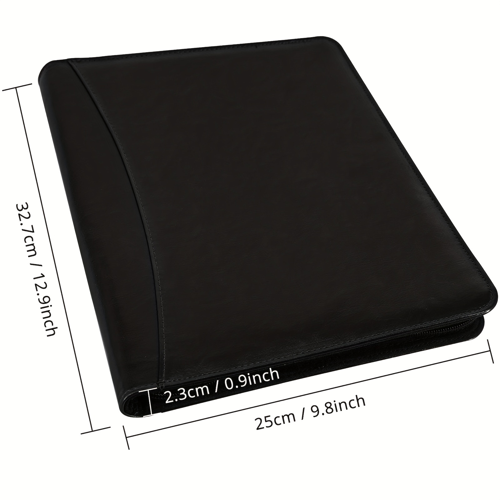 Leather Binder Portfolio Notebook Zippered Folio Business Interview  Organizer US