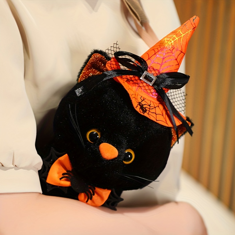 28cm/11.02in ハロウィンブラックキャットぬいぐるみソフトスタッフド