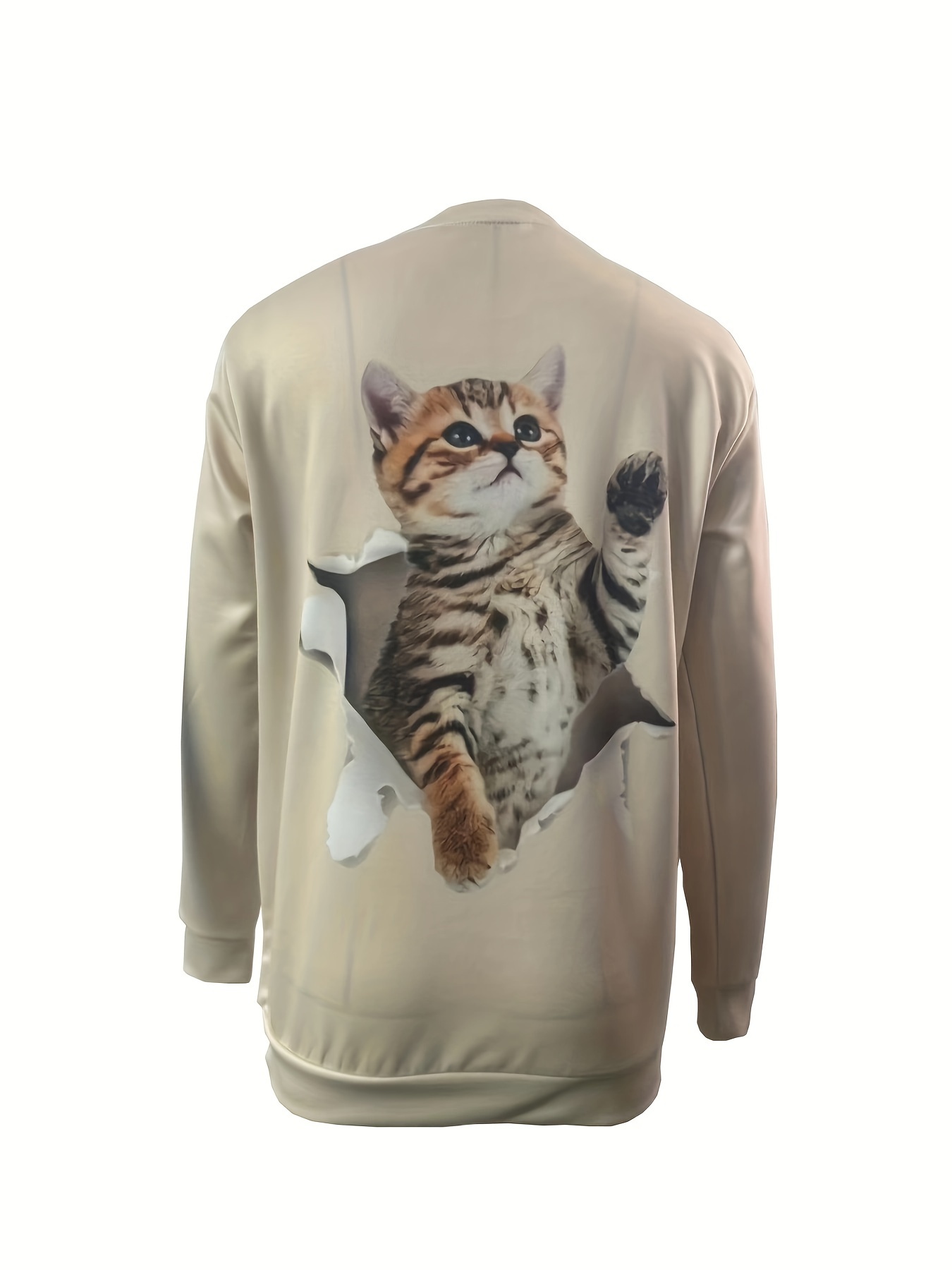 Felpa Pullover Con Stampa Gatto Felpa Girocollo Casual A - Temu Italy