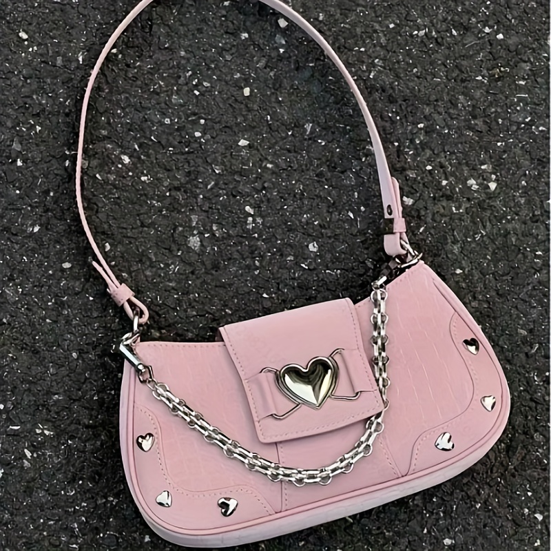 Mini Crocodile Embossed Heart Shaped Novelty Bag