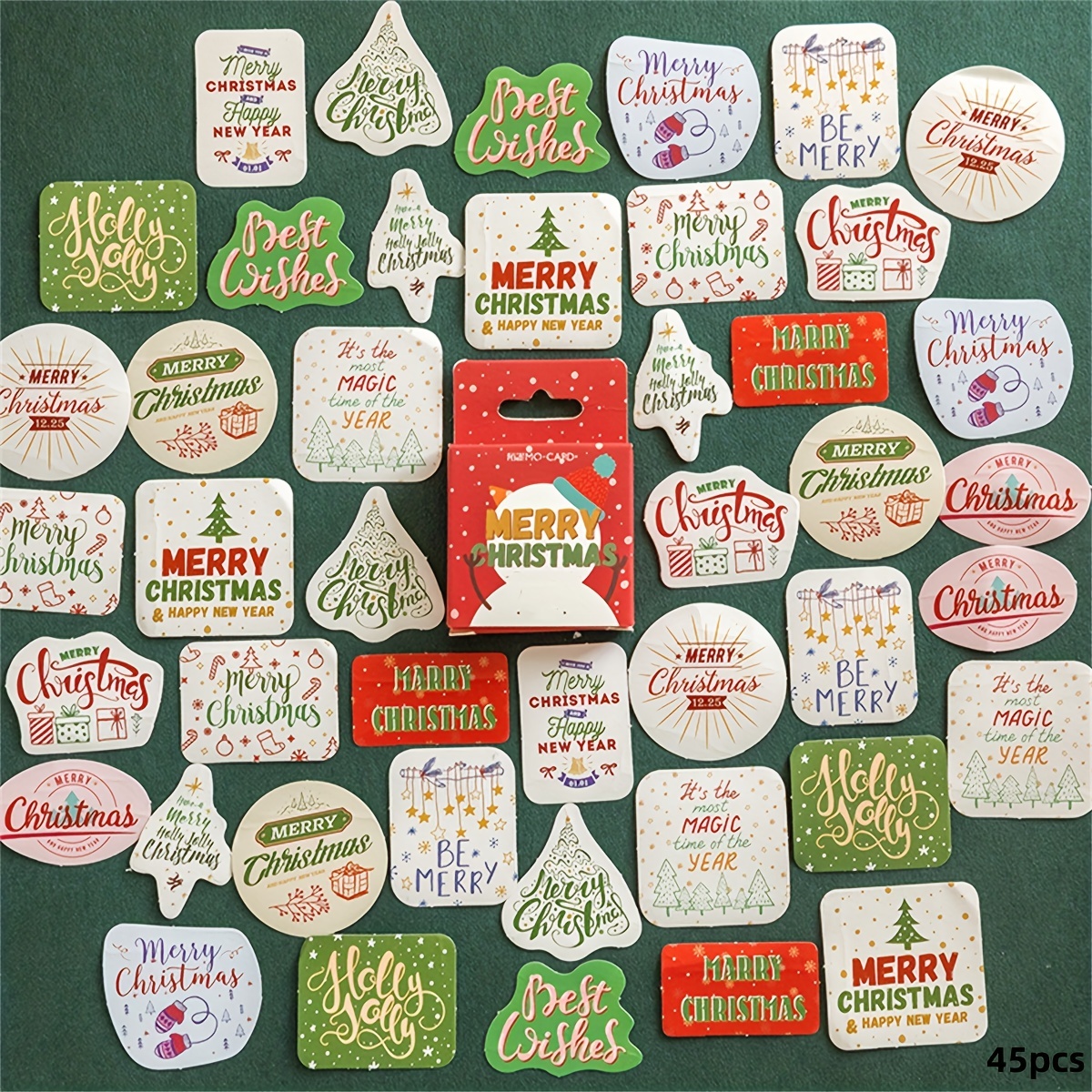 46pcs Merry Christmas Box Stickers Scrapbooking Label Diary Stationery
