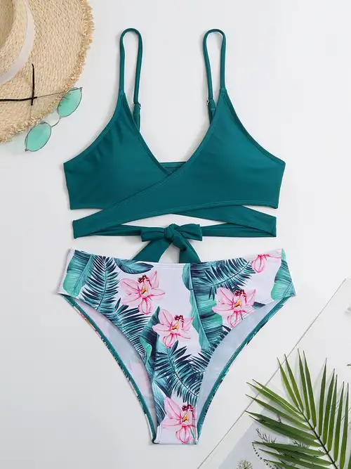 VANESSA Two pieces Crop Top Long Sleeves Swimwear Mosaic Print Tankini –  Bali Lumbung