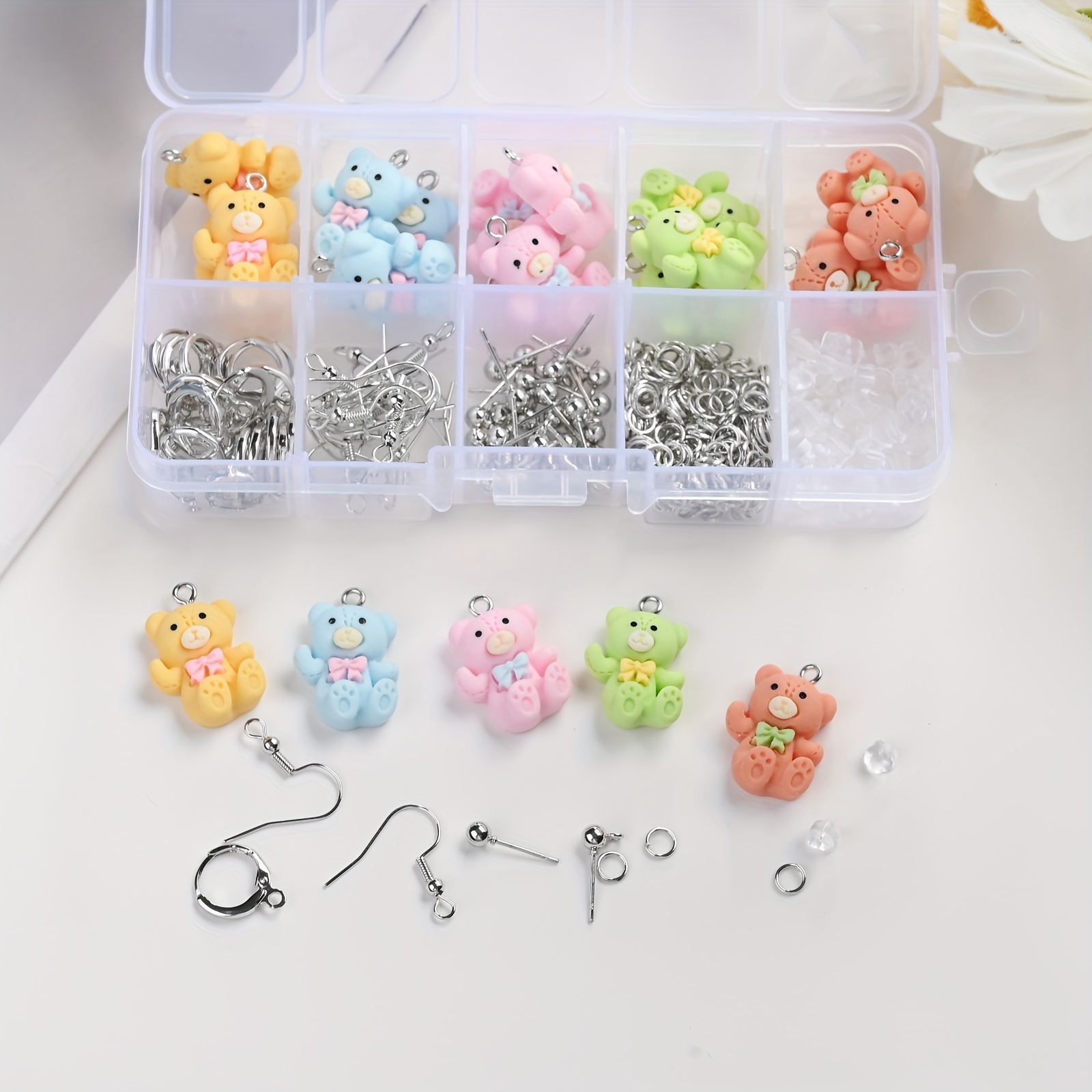 8pcs/set Cartoon Bear Design Resin Charms For Diy Jewelry Making, Suitable  For Necklace, Bracelet, Earrings, Phone Chain, Car Decoration