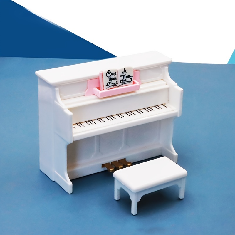 Mini Piano Avec Tabouret Enfants Pour 1/12 1/6 Décoration De Maison De  Poupée Play Toys Blanc