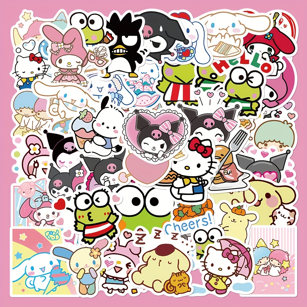 50pcs Creative Cute Kawaii Kuromi My Melody Stickers Keroppi