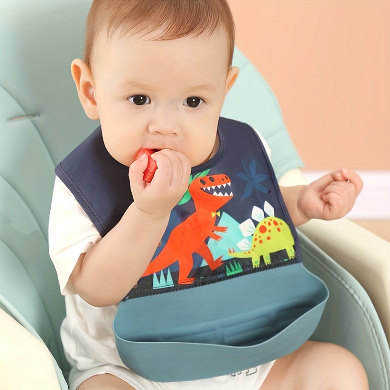 silicone bibs are waterproof dirt resistant and feature pockets designed with comfortable animal themed prints suitable for boys and girls details 0