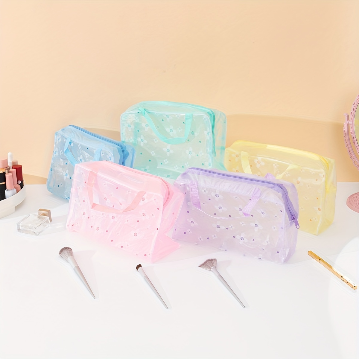 Pvc Makeup Bag Large Capacity Portable Cosmetic Storage Bag - Temu