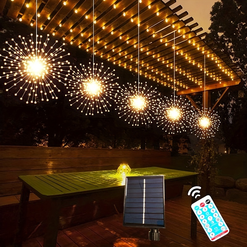 Solar Fireworks String Lights, Remote Dimming, 90led Hanging Explosion  Lights, Smoke Lanterns, Outdoor Waterproof Solar Light, For Parties,  Families, Porch, Terrace, Waterproof Copper Wire Decoration, Christmas  Outdoor Decoration Temu