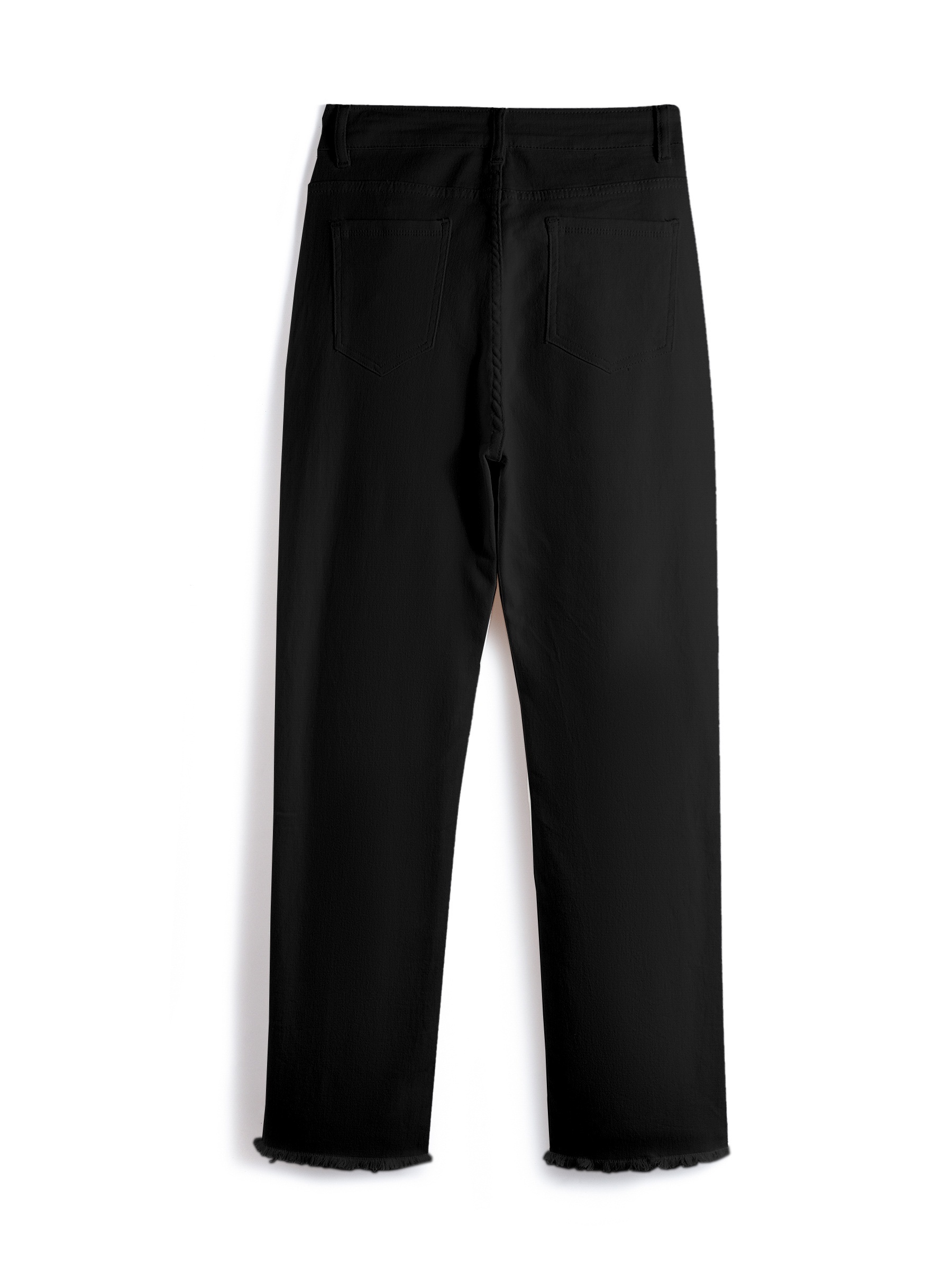 Emerge - Womens Jeans - Black Ankle Length - Solid Cotton Pants - Casual  Fashion - Winter - Elastane - Stud Hem - Slim Trousers - Office Work  Clothes - Black