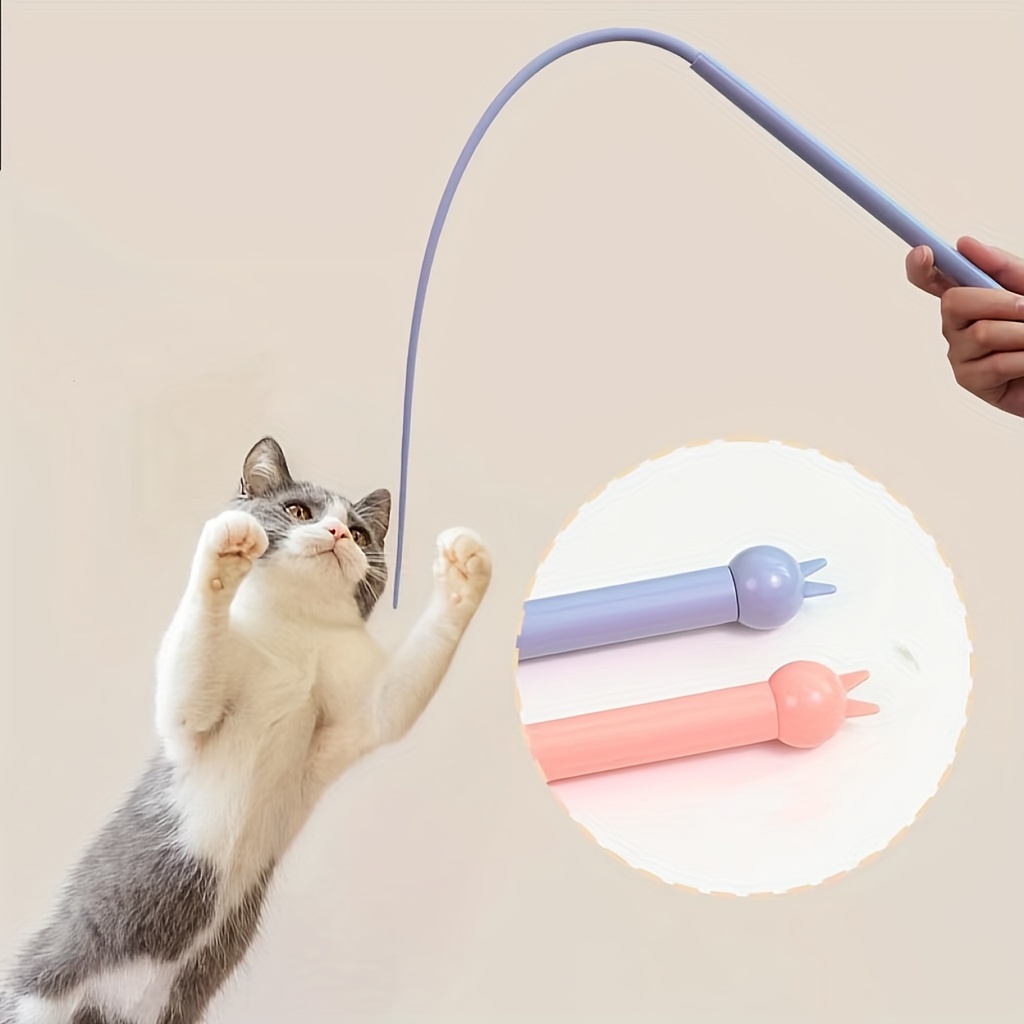 

Silicone Cat Teaser Toy, Simulation Mouse Tail, Cat Teasing Stick Toy, Interactive Cat Wand Toy