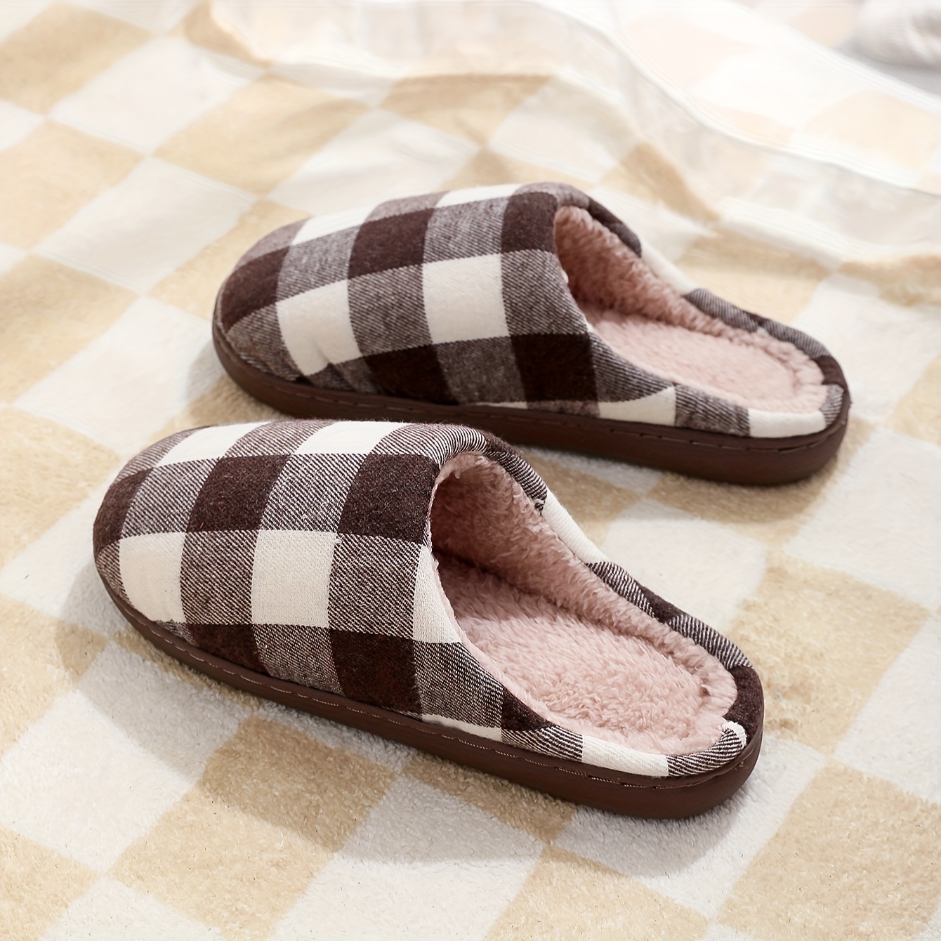 Mens plaid online slippers