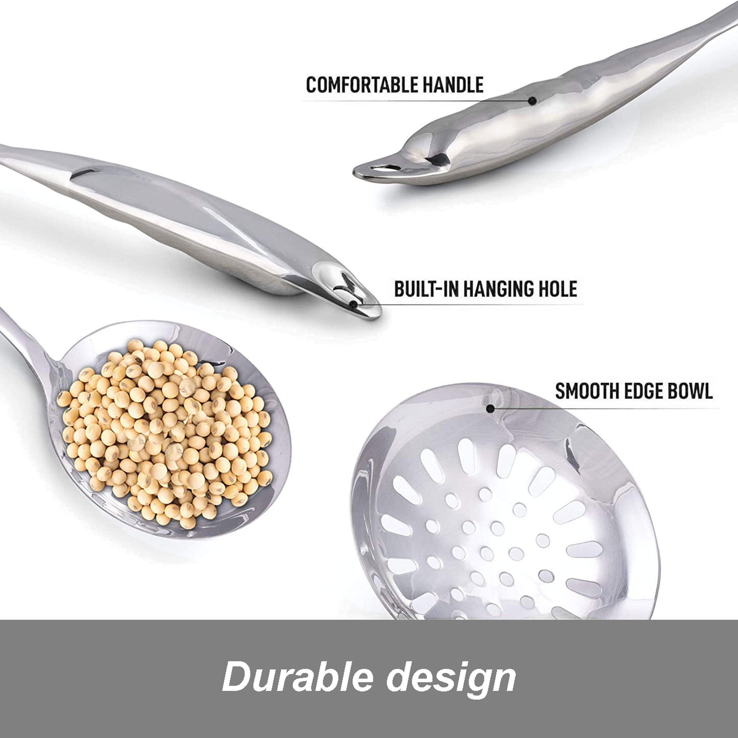 Spoon Smooth Long Handle Stainless Steel Cooking Spoon Durable