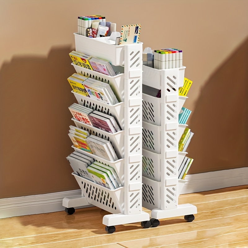 Five level Bookshelf Shelf Movable Desk Side Bookshelf Floor - Temu