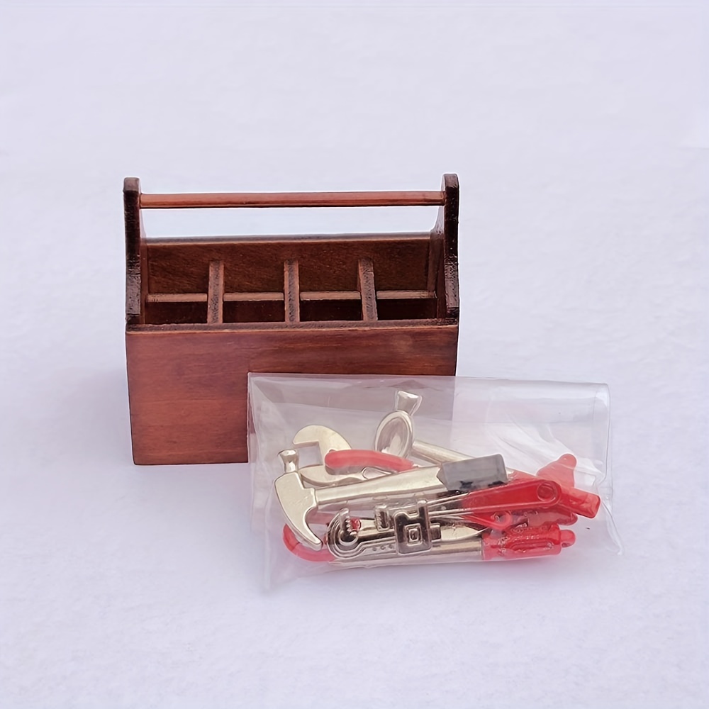Dollhouse Tool Miniature Tools Kit Mini House Set Repair Metal Hammer Box  Pretend Tiny Kid Building Accessories Play