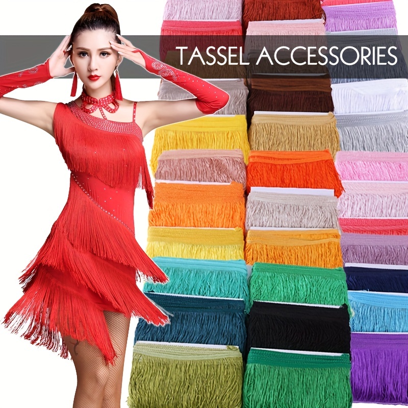 

2yards/lot 15cm Width Fringe Trim Lace Tassel Sequin Ribbon For Sew Latin Dress Stage Garment Dancer Dress Curtain Decor Diy Fabric