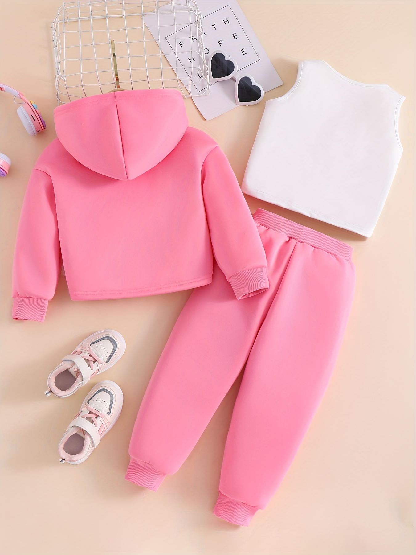 Fall Winter Tracksuits Two Piece Set Pink Letter Print Solid