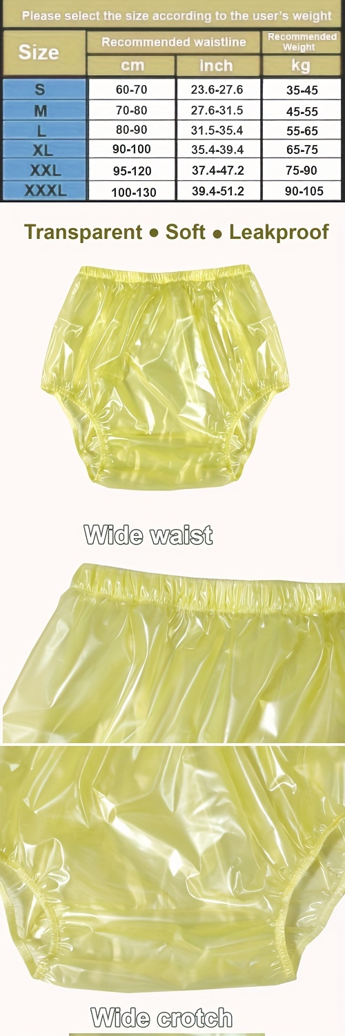 PVC Adult Baby Incontinence Snaper Diaper Rubber Pants Yellow