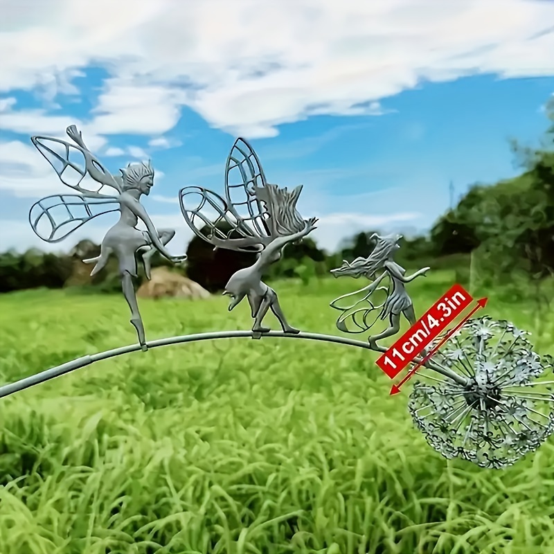 Fairy Dandelion Metal Garden Stake Metal Garden Craft Patio Temu