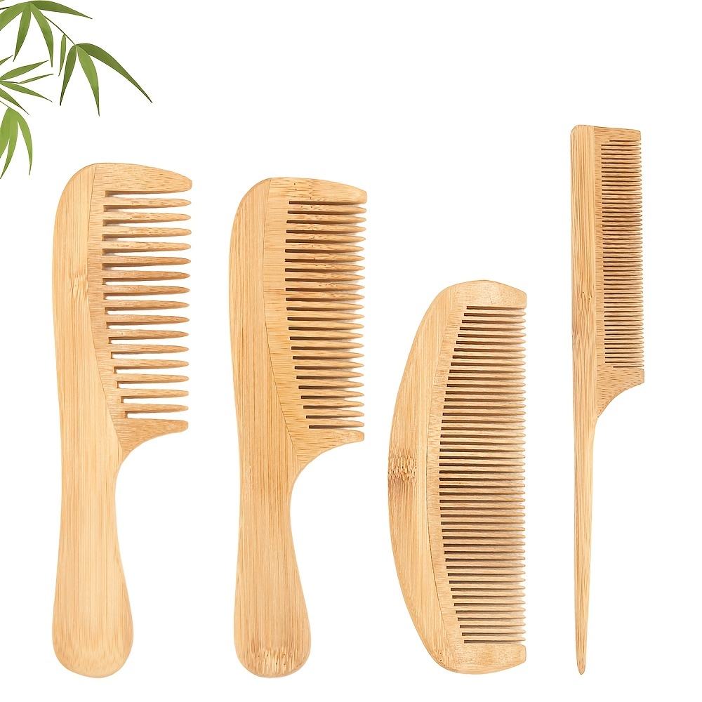 Wide & Fine Tooth Natural Wooden Hair Comb Set