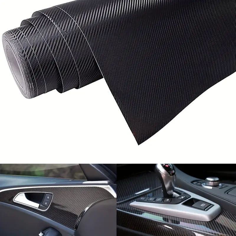 6D Carbon Foil Sticker For Car, Vinyl Packaging Sticker Black Carbon Foil  Glossy DIY Adhesive Film, Waterproof Self-adhesive With Air Vent 11.81*59.06