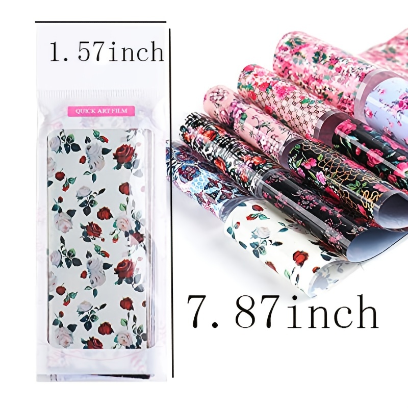 10 Sheets Retro Flower Nail Art Foil Transfer Stickers, Adhesive Nail Art  Supplies For Acrylic Nails Foil Stickers, Nails Supply Floral Manicure Tips