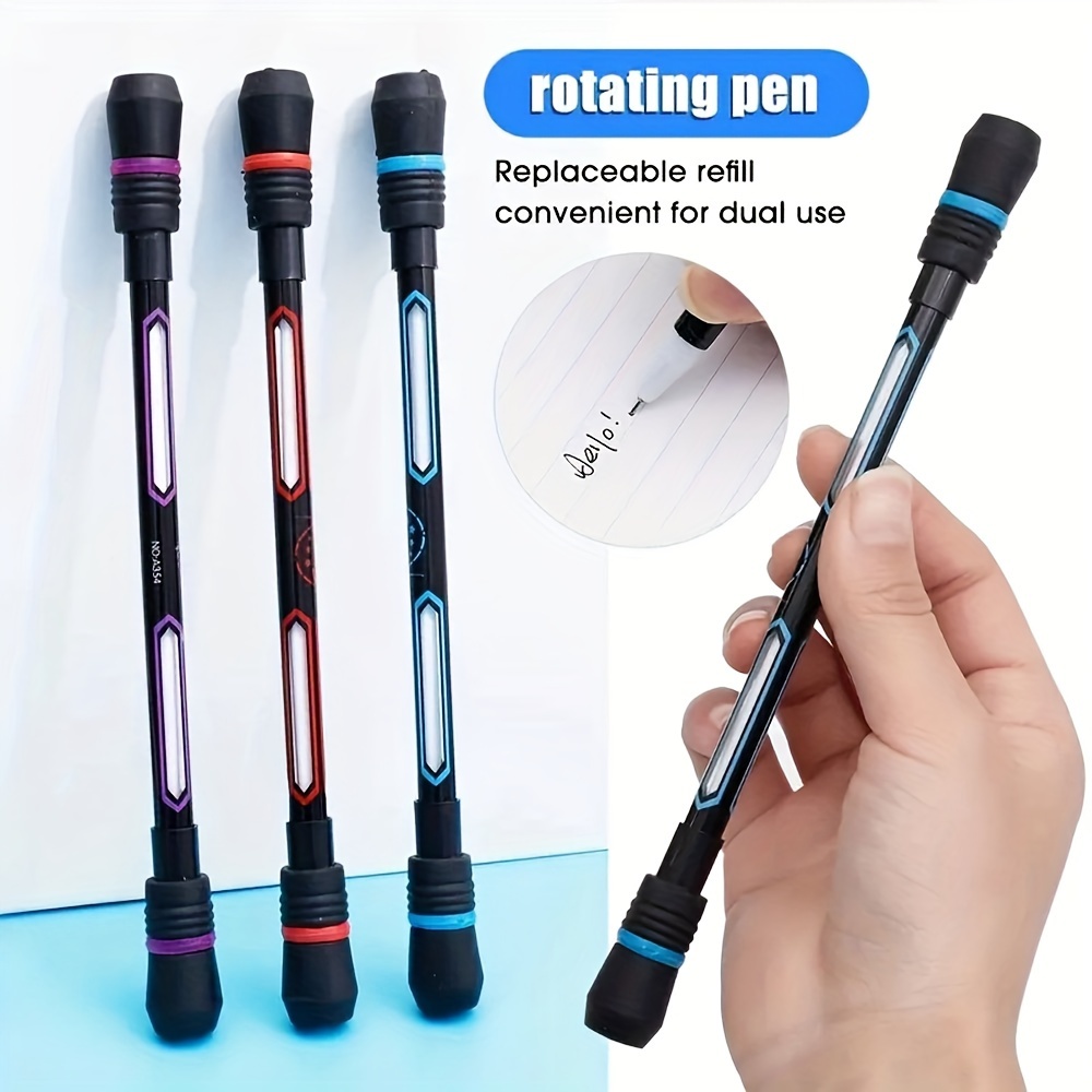 2 Pieces Fidget Pen Spinning Pen with LED Light Multi Functional Help  Stress Reducer Help Thinking Ballpoint Pen Anti Stress Anxiety Gift Pen for