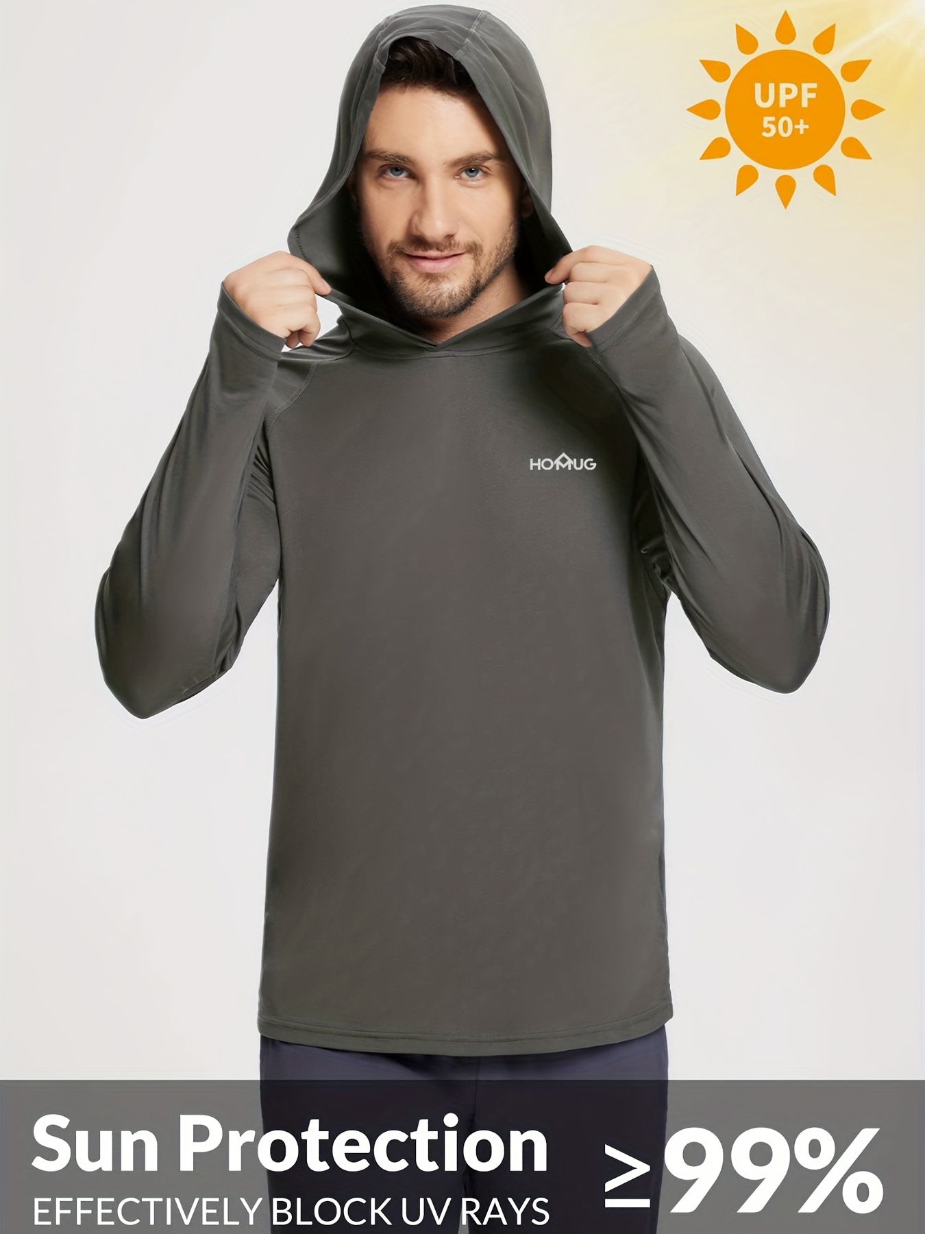 UPF50+ UV Sun Protection Clothing Women Men Zip Up Hoodie Long Sleeve  Breathable