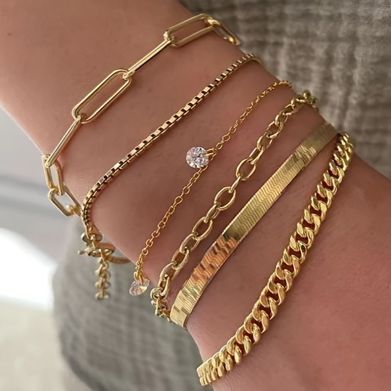 Stack Bracelet, Gold Filled Bracelet, Gold Chain Bracelet, Chunky Paperclip  Bracelet, Gold Link Bracelet, Gold Snake Bracelet, Bracelet Set 
