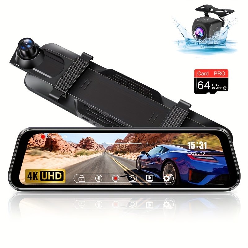 Dual Dash Cam,FHD 1080P Rearview Mirror Backup Camera 4'' IPS