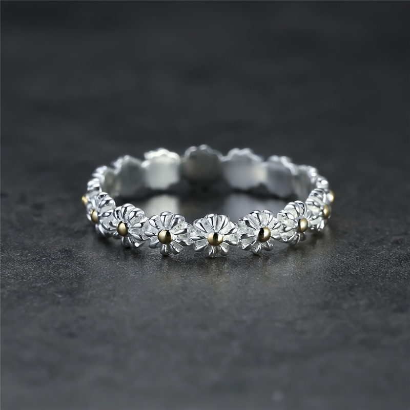 Dainty Flower 925 Sterling Silver Engagement Ring