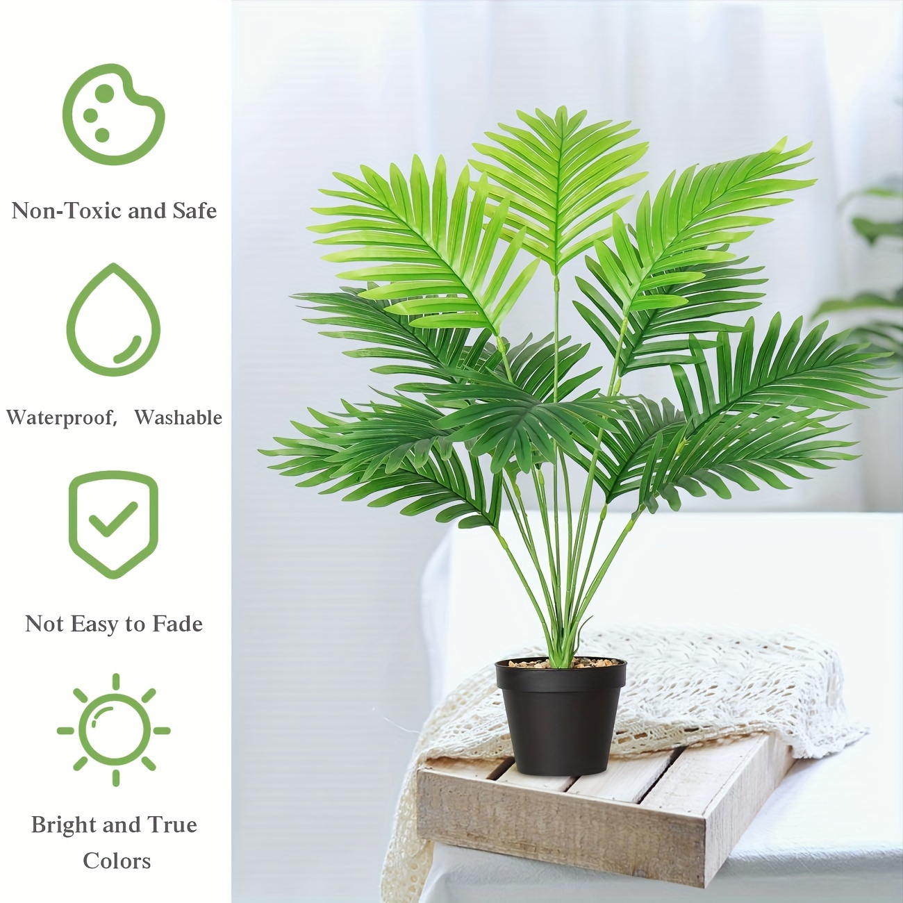 CROSOFMI Palma artificial de areca de 5.5 pies, palmera falsa con 15 hojas,  palma amarilla sintética en maceta para interiores y exteriores, casa