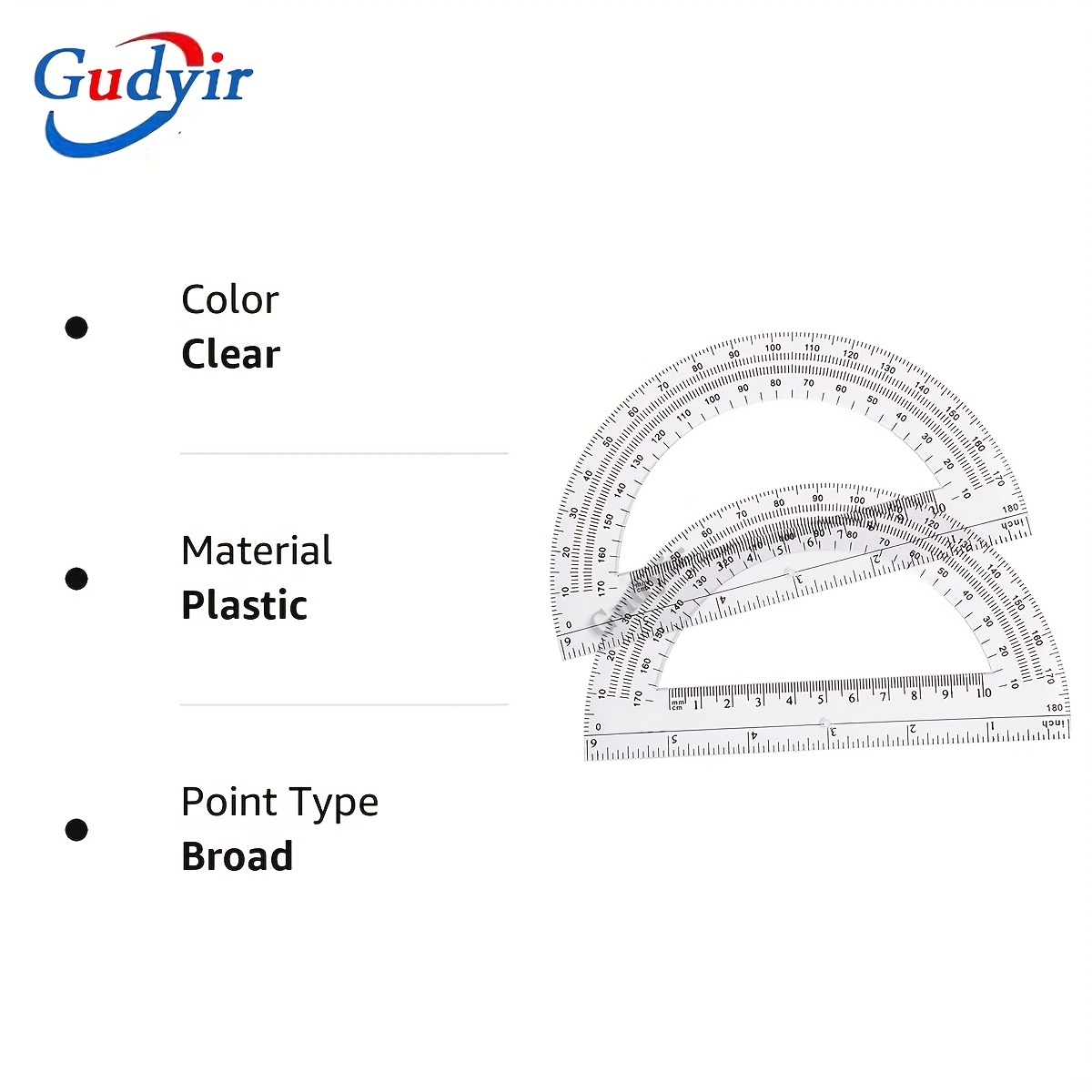 ZZTX Plastic Protractor 6 Inches Math Protractors 180 Degrees For School Office Supplies 24 Pack, Clear