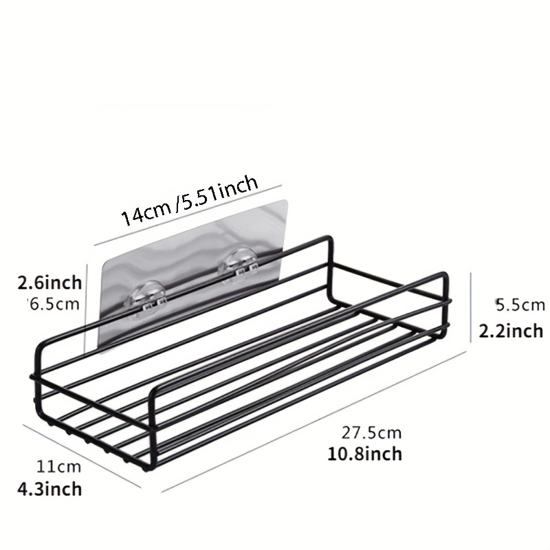 Rustproof Shower Caddy With Adhesive Backing - Traceless Installation,  Bathroom Storage Organizer For Shampoo, Conditioner, And More - Temu