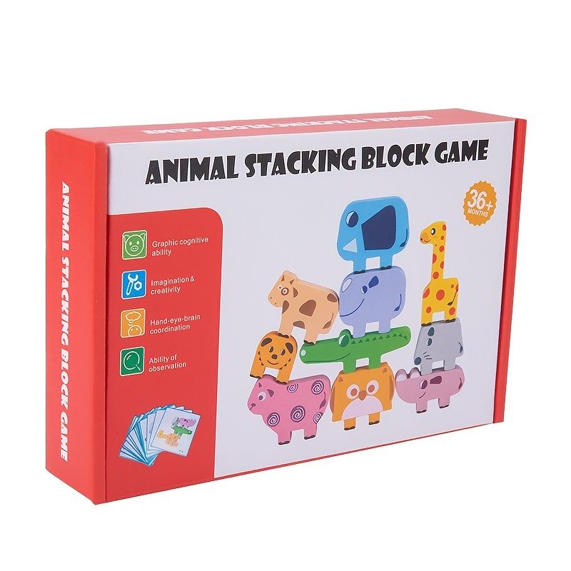 1 Box Wooden Animal Stacking Puzzle Children's Early Education Puzzle Game  Balance Building Block Toys Good For Baby's Intelligence - Baby Products -  Temu