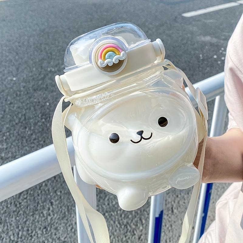 Botella de agua con pajita para niño y niña, vaso portátil de oso de  dibujos animados con pajita, 550/650ML - AliExpress