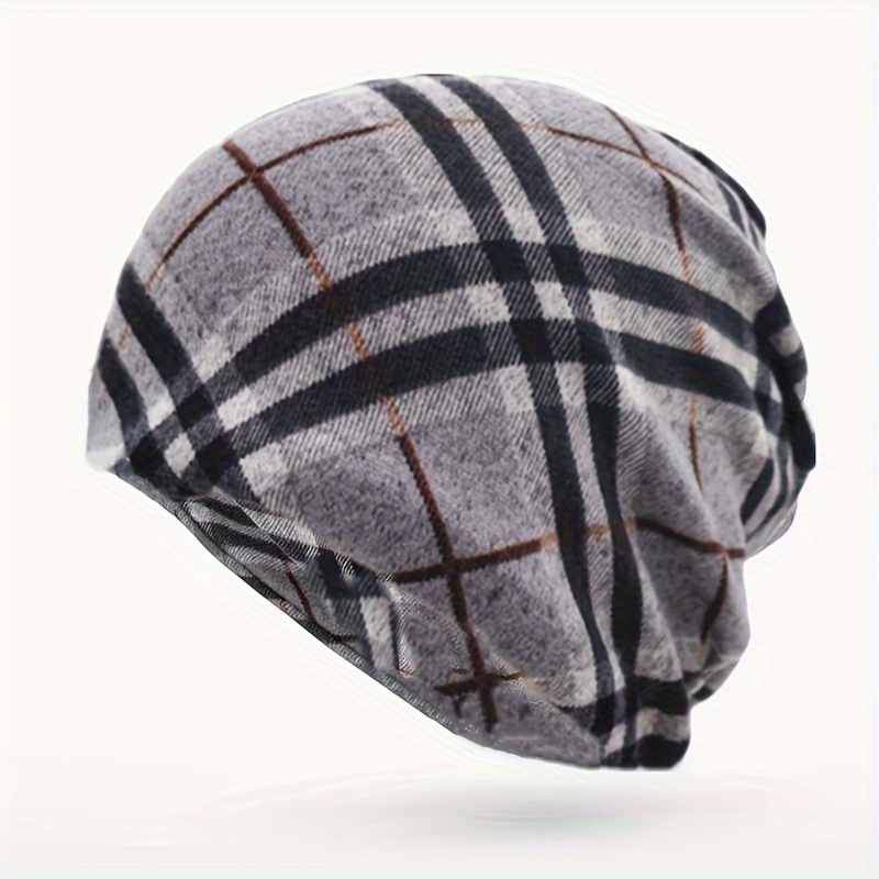 Bonnet 2 PCS DEZ01 Hiver Hommes Motif À Carreaux En Peluche