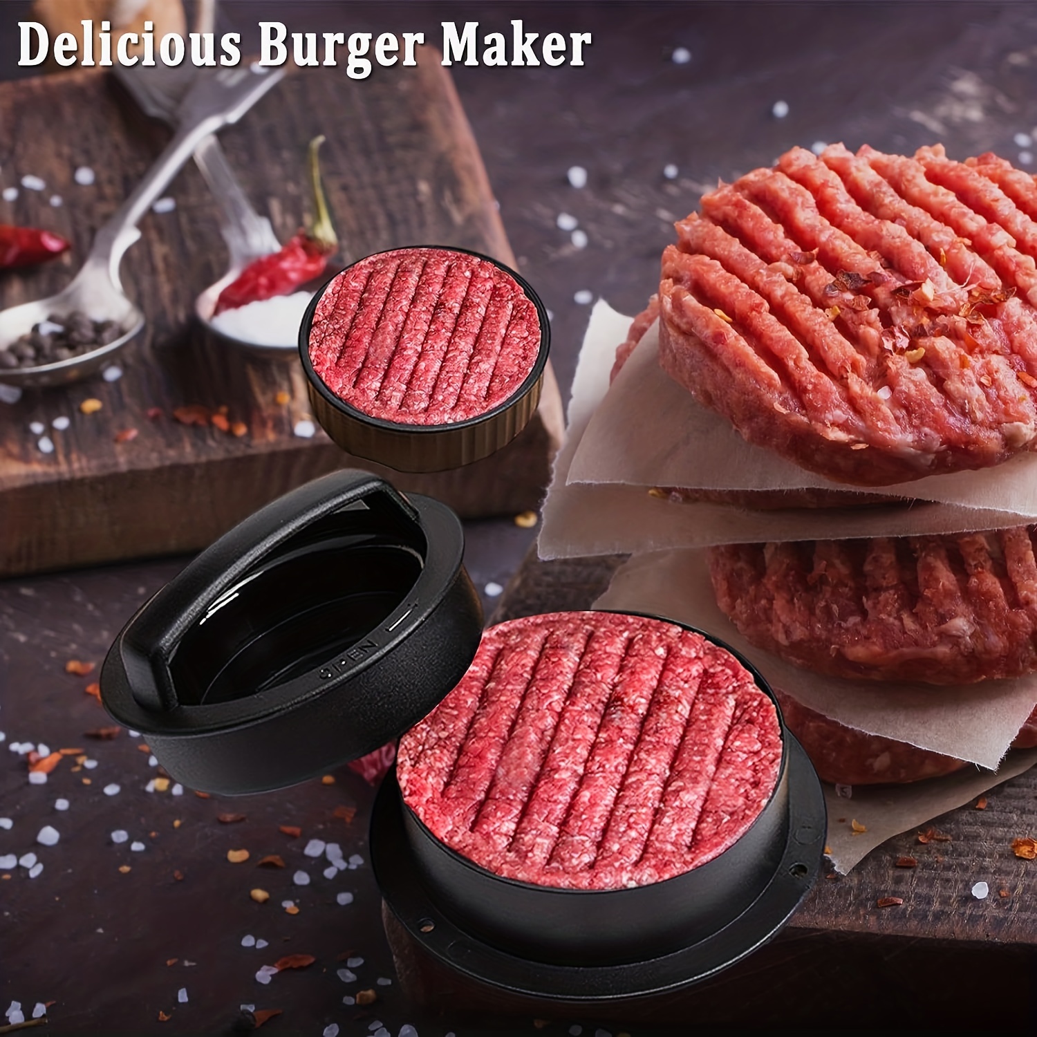 Smash Burger Press Kit Round Rectangle Meat Press For - Temu