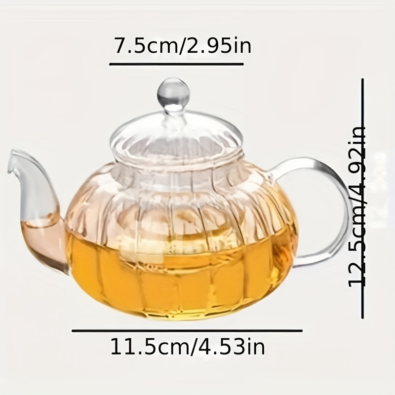 High Borosilicate Glass Teapot, High Temperature Resistant Pumpkin Striped Kettle  Tea Set With Filter Creative Small Gift Holiday Accessories - Temu