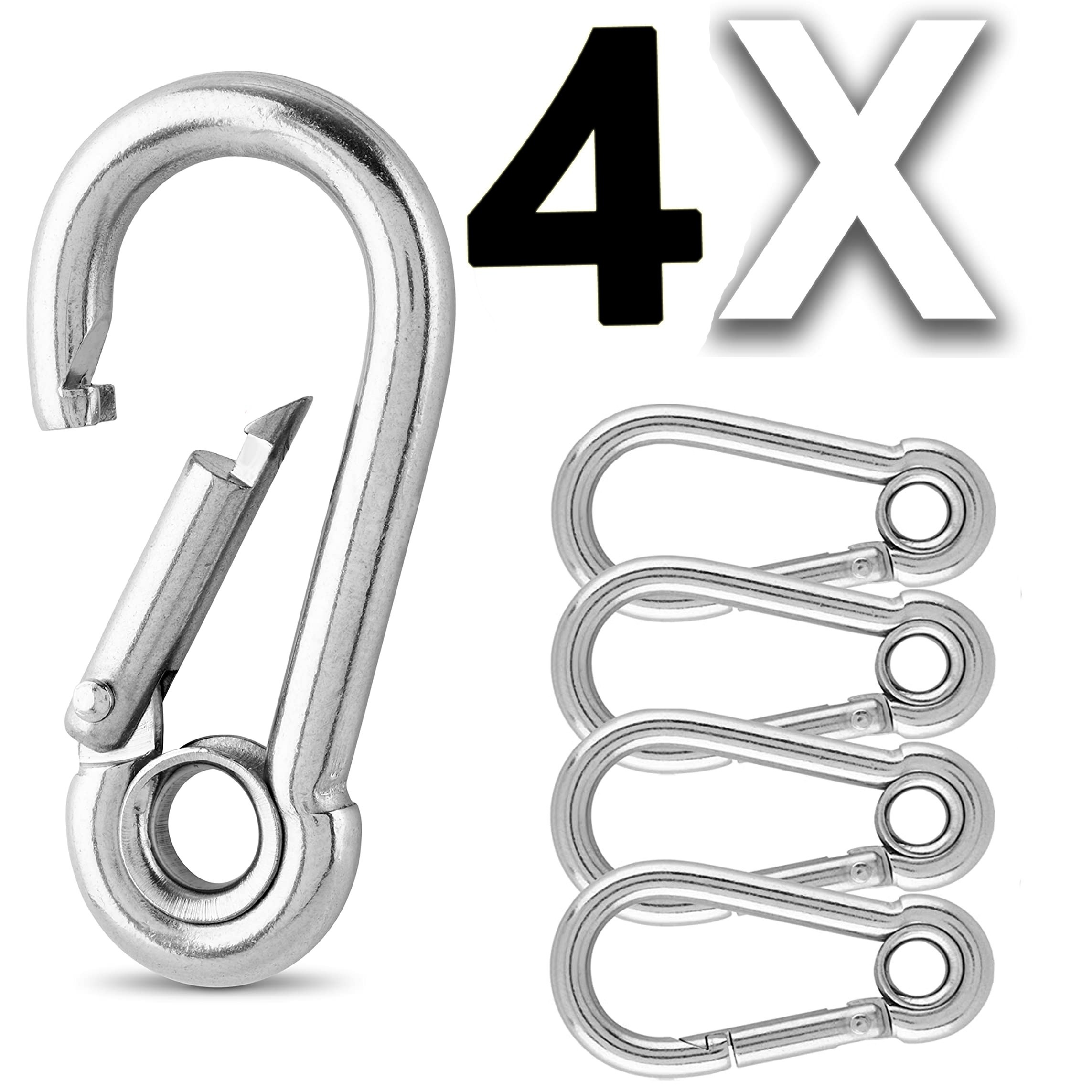 2/10pcs Stainless Steel Carabiner Clip Spring-Snap Hook - Lotsun Heavy Duty  Carabiner Clips For Keys Swing Set Camping Fishing Hiking Traveling