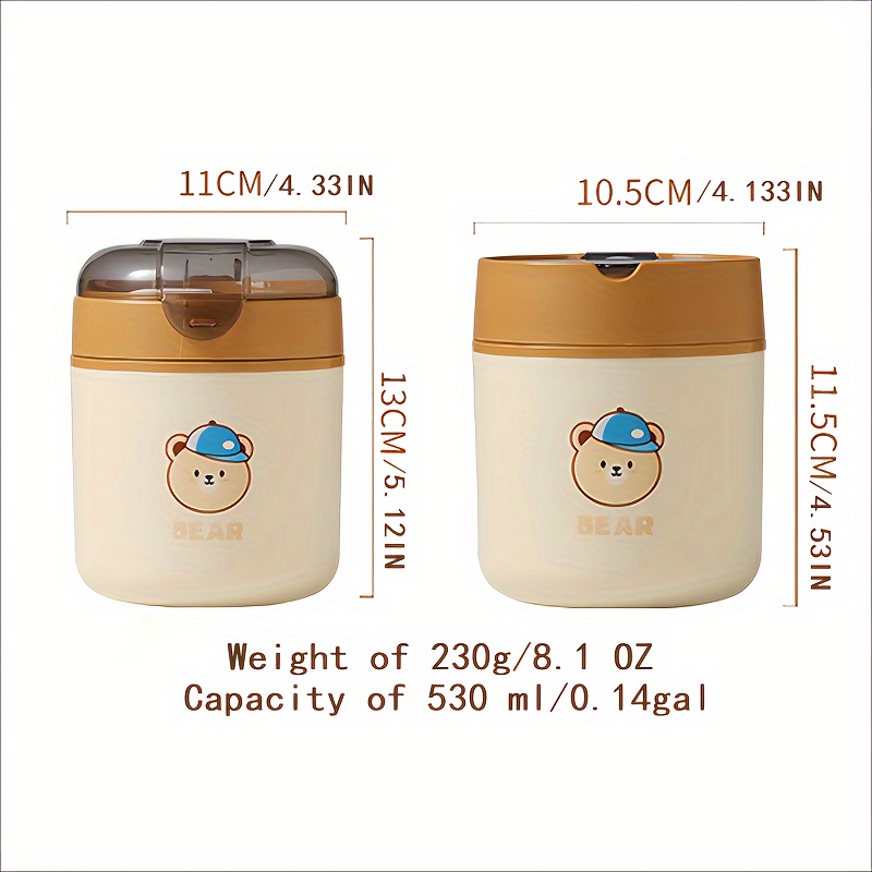 Bear Insulated Food Jar 304 Stainless Steel Cylindrical - Temu